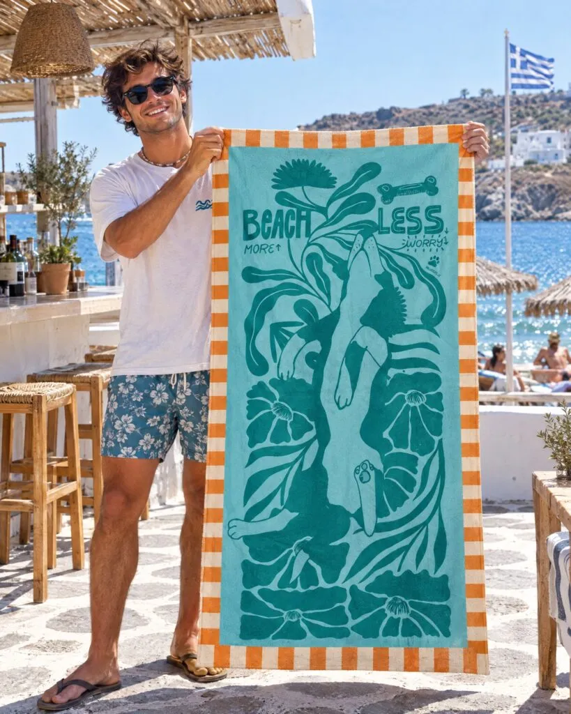 Πετσέτα θαλάσσης Beach Less με τύπωμα